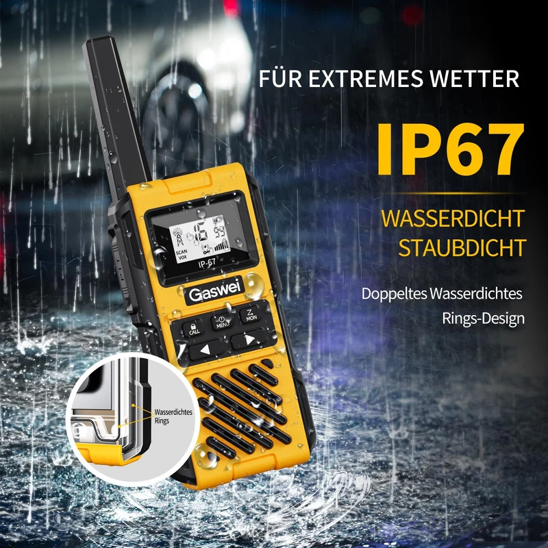 Gaswei G1pro Walkie-Talkie Set, 16 Kanäle, IP67 wasserdicht, 2 Stück