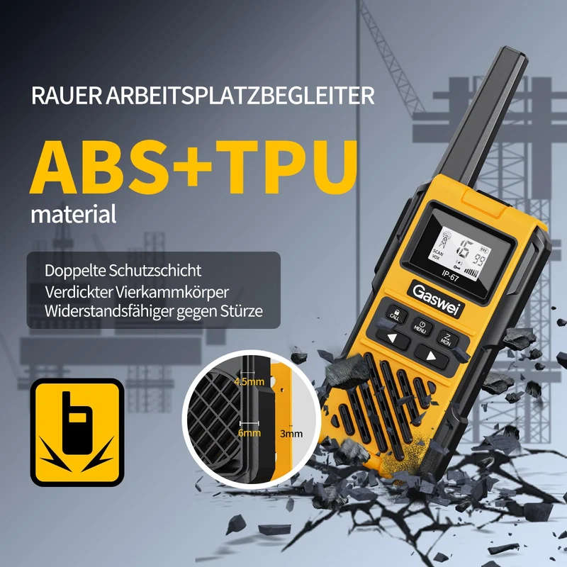 Gaswei G1pro Walkie-Talkie Set, 16 Kanäle, IP67 wasserdicht, 2 Stück