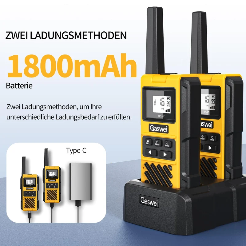 Gaswei G1pro Walkie-Talkie Set, 16 Kanäle, IP67 wasserdicht, 2 Stück