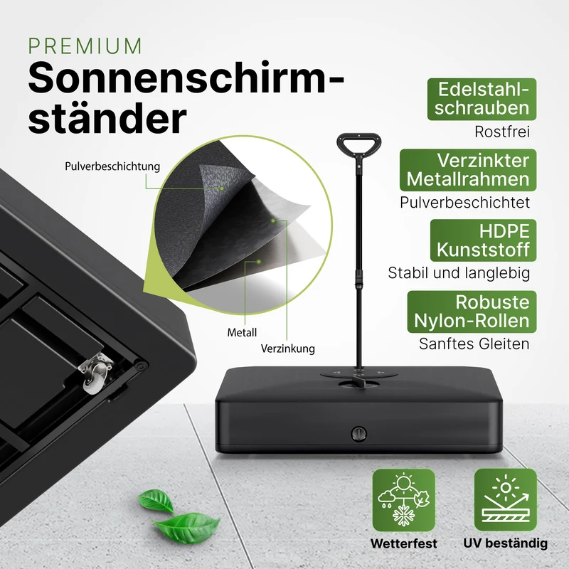 Gartenzeit Sonnenschirmständer befüllbar rollbar bis 162 kg schwarz