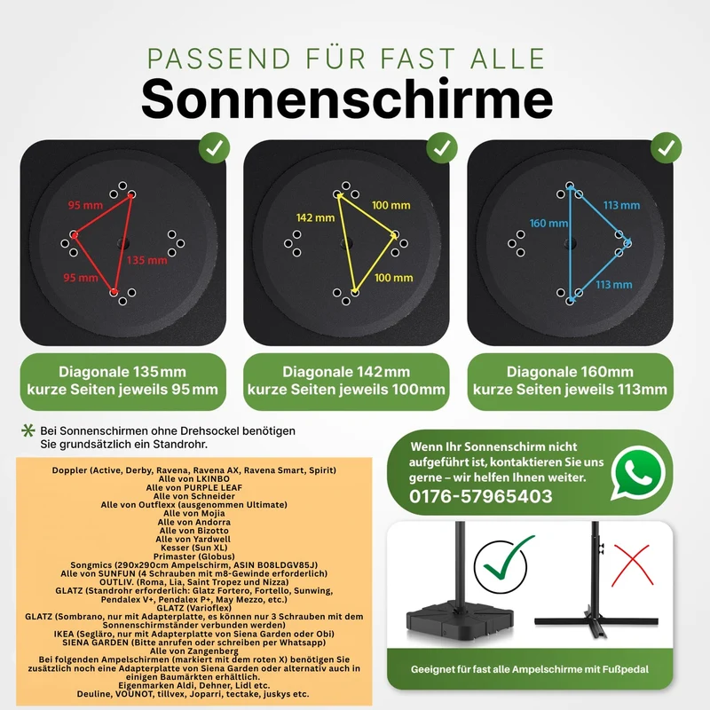 Gartenzeit Sonnenschirmständer befüllbar rollbar bis 162 kg schwarz