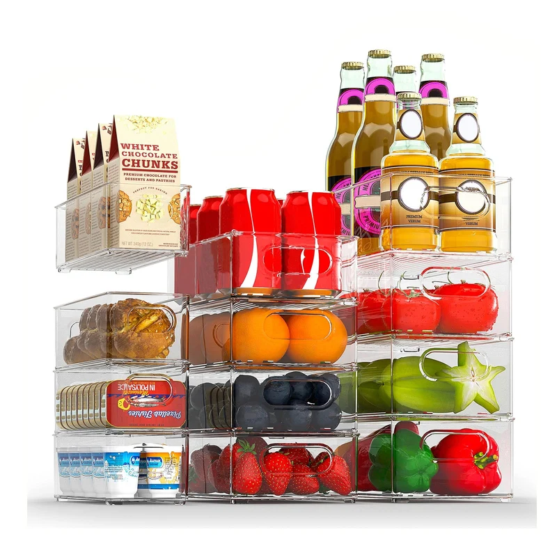 FINEW Kühlschrank Organizer 12er Set, durchsichtig, BPA-frei