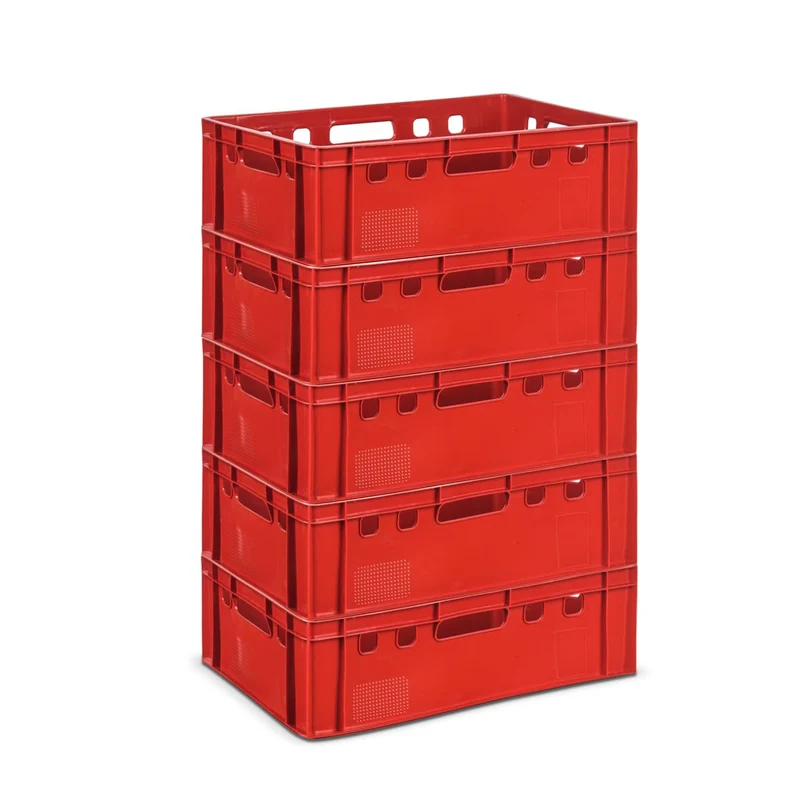 Gardivo E2 Eurobox rot 5 Stück 60x40x20 cm HDPE lebensmittelecht