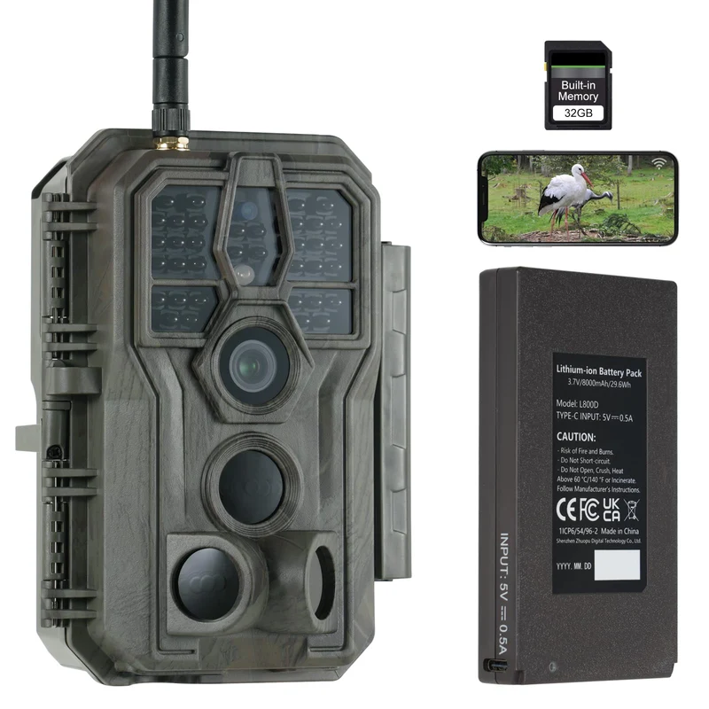 GardePro E8P Max Wildkamera mit WLAN, 64 MP, 1296P und Akku