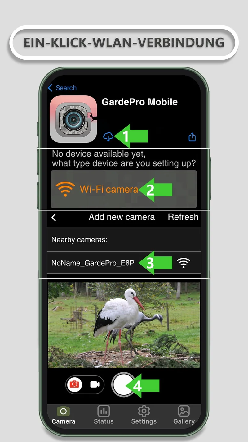 GardePro E8P Max Wildkamera mit WLAN, 64 MP, 1296P und Akku