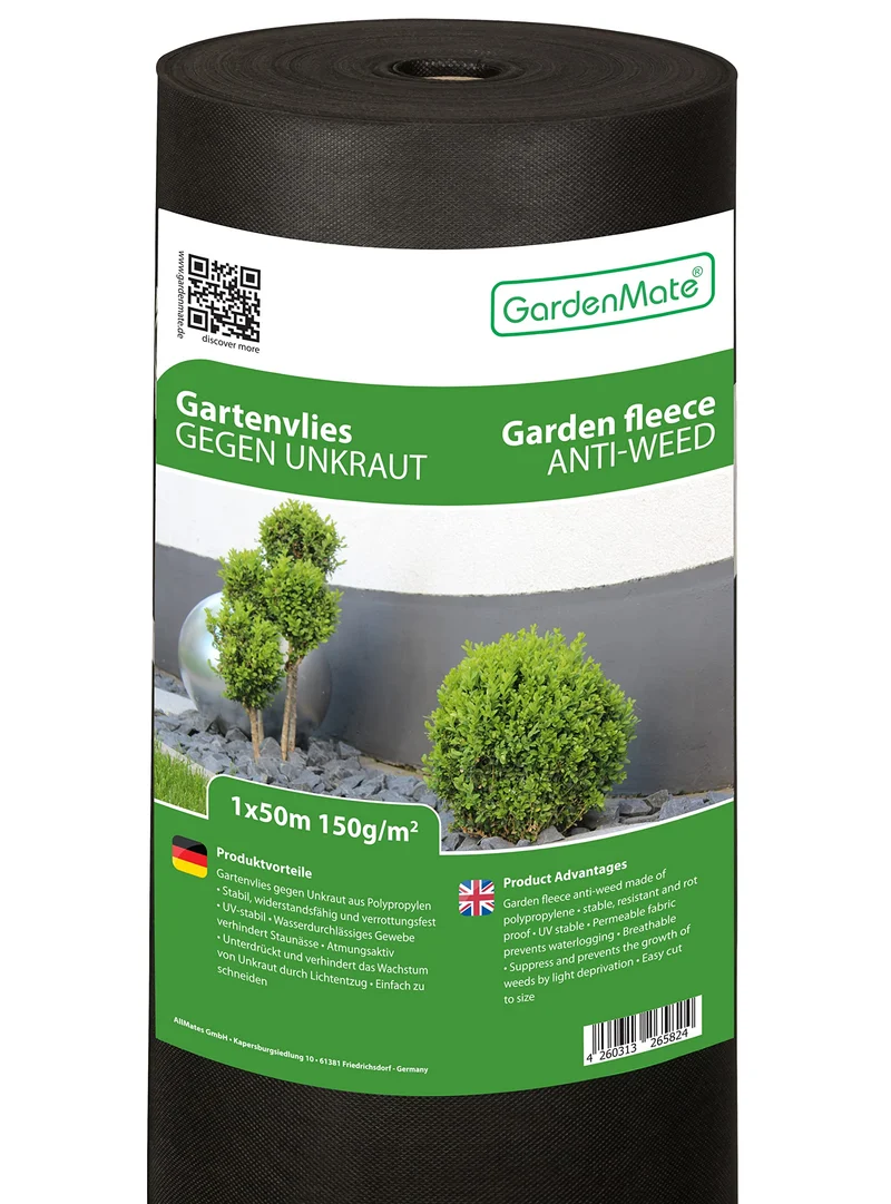 GardenMate Unkrautvlies Gartenvlies 50 m², 150 g/m², wasserdurchlässig