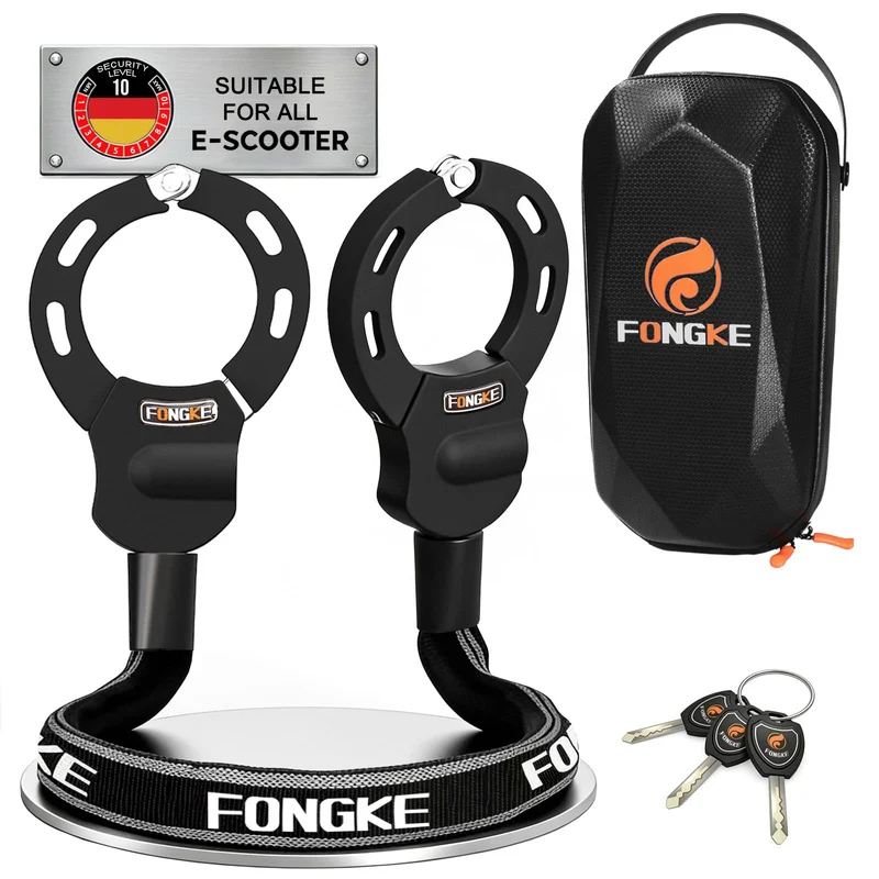 FONGKE E-Scooter Schloss SKS002, Kettenschloss mit 3L Tasche