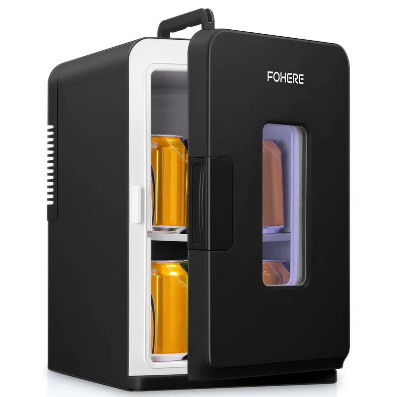 FOHERE Mini Kühlschrank 15L mit Kühl- und Heizfunktion, Schwarz