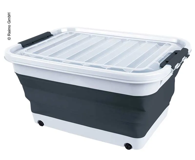 Aufbewahrungsbox 65l faltbar mit Deckel u.Rollen, 72 x 53 x 10 / 31cm
