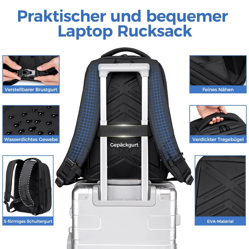 Fenree.geer Laptop Rucksack 15.6 Zoll, erweiterbar, wasserdicht