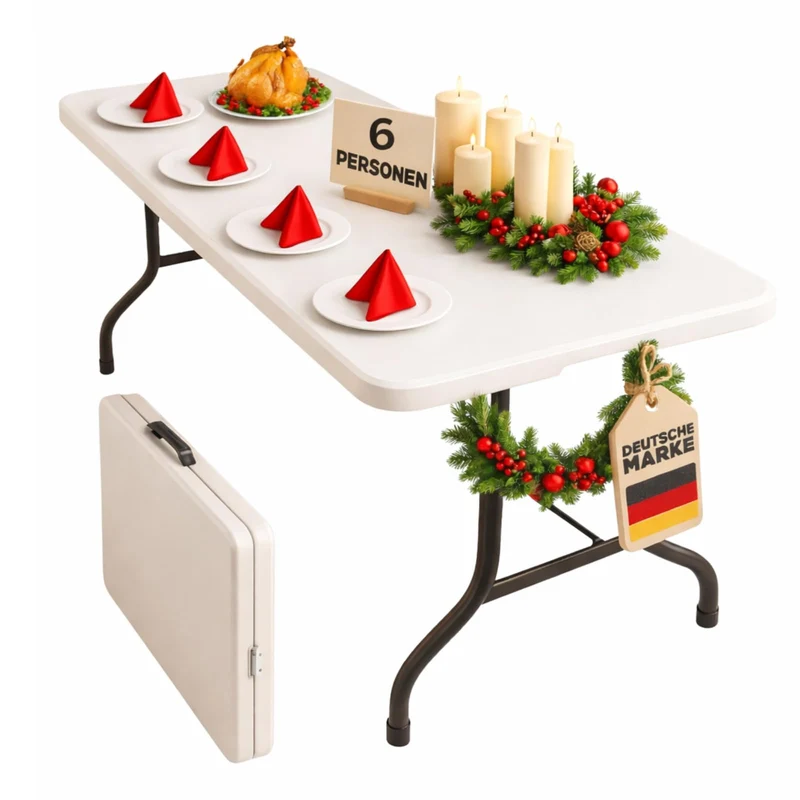 Floordirekt Klapptisch Akita 183x76 cm - Buffettisch mit Tragegriff