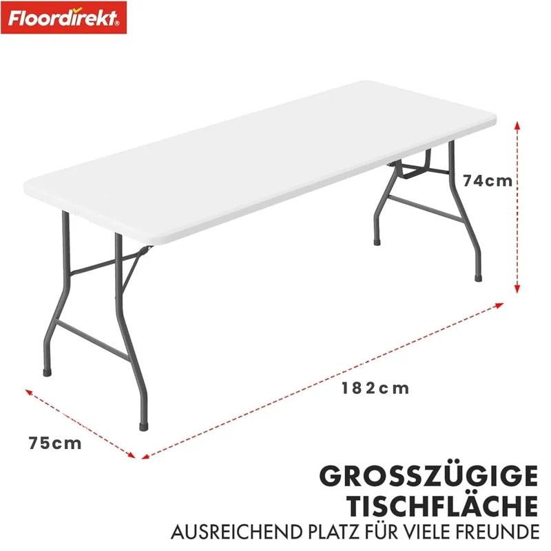 Floordirekt Klapptisch Akita 183x76 cm - Buffettisch mit Tragegriff