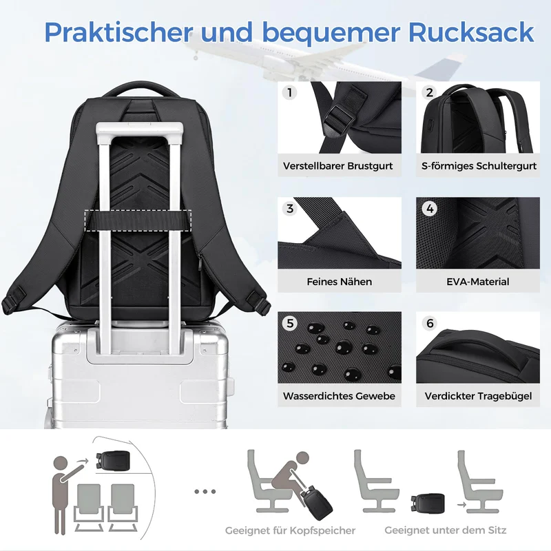 Fenree.geer Laptop Rucksack 17 Zoll 2216-GM für Arbeit und Reisen
