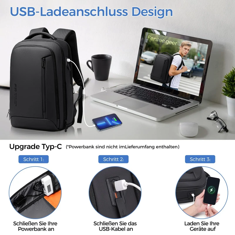 Fenree.geer Laptop Rucksack 17 Zoll 2216-GM für Arbeit und Reisen