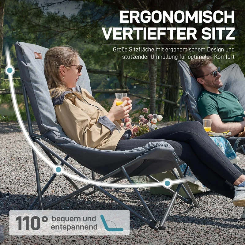 EVER ADVANCED Campingstuhl XXL faltbar gepolstert bis 180 kg
