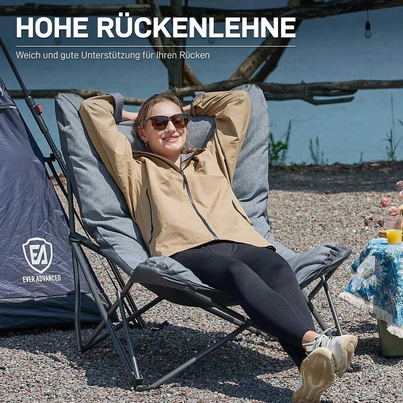 EVER ADVANCED Campingstuhl XXL faltbar gepolstert bis 180 kg