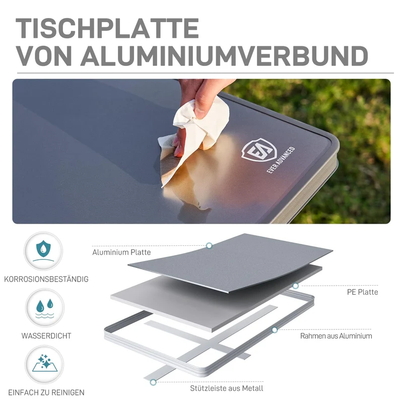EVER ADVANCED Campingtisch faltbar 120x60 cm für 4-6 Personen