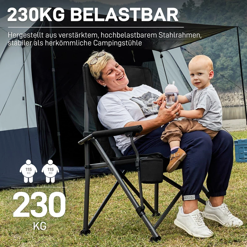 EVER ADVANCED Campingstuhl faltbar, XL Klappstuhl bis 230 kg