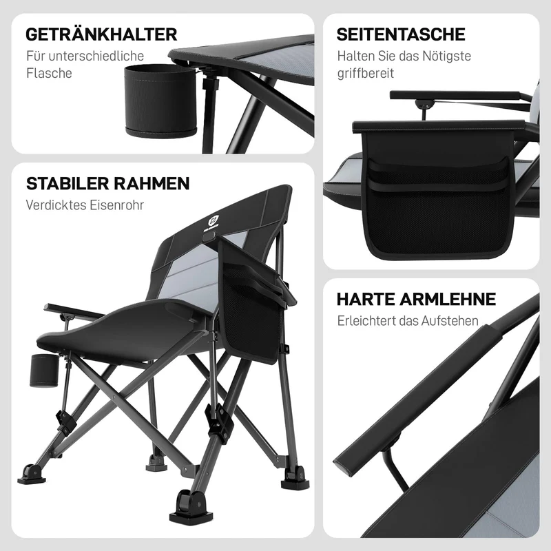 EVER ADVANCED Campingstuhl faltbar, XL Klappstuhl bis 230 kg