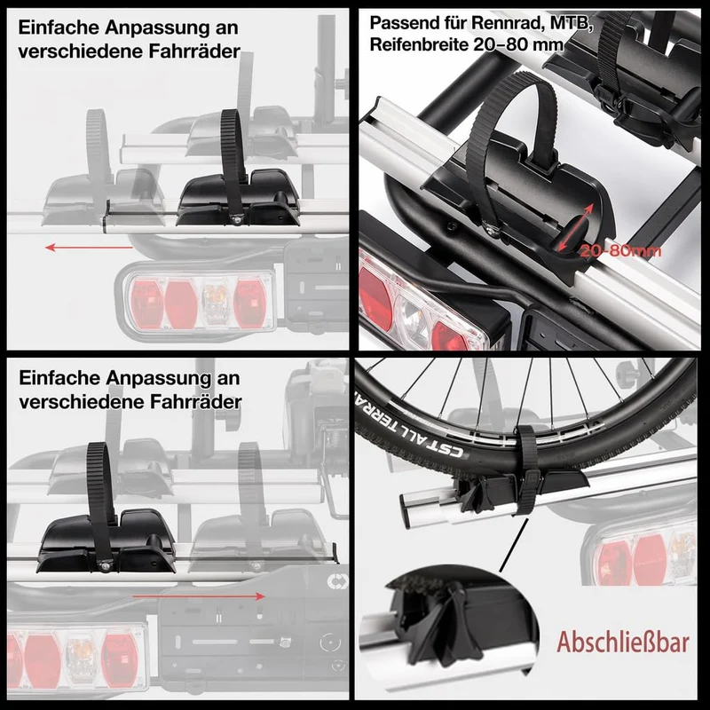 CXWXC Fahrradträger für Anhängerkupplung, 2 Fahrräder, 60 kg