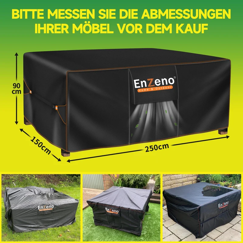 Enzeno Gartenmöbel Abdeckung 250x150x90 cm, 420D Oxford wasserdicht