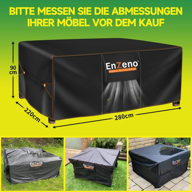 Enzeno Gartenmöbel-Abdeckung wasserdicht 420D Oxford 280x220x90 cm
