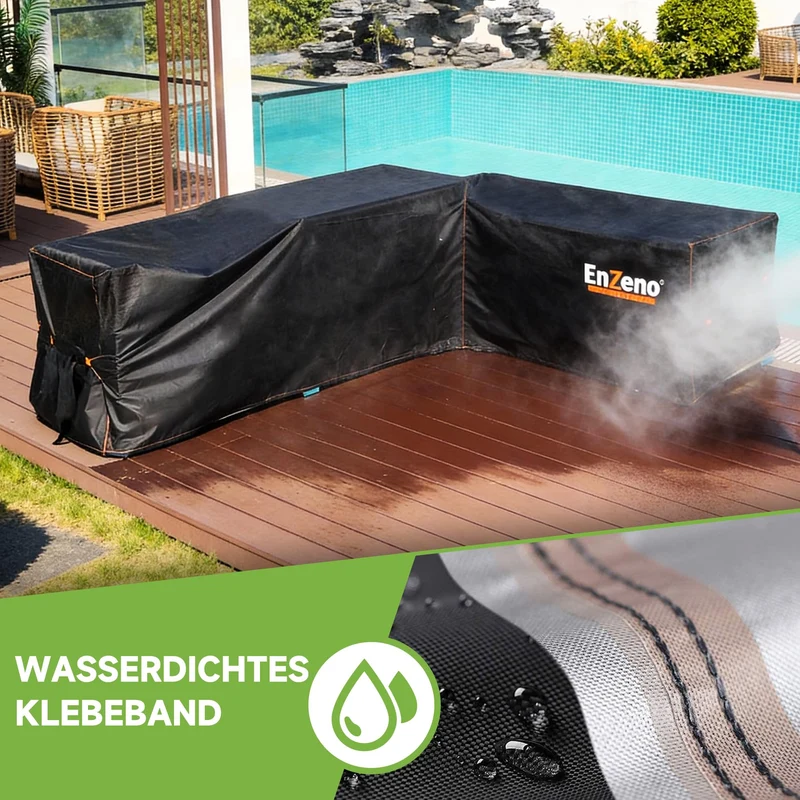 Enzeno Gartenmöbel-Abdeckung L-Form, wasserdicht, 255x255x87 cm