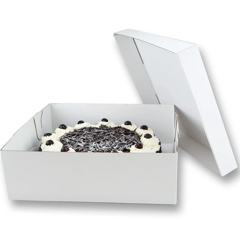 Europack24 Tortenkartons 32x32x12 cm, 50 Stück, 2-teilig aus Pappe