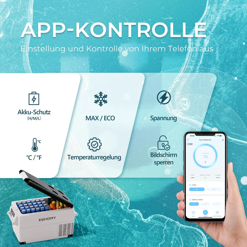 EUHOMY CF35 Kompressor-Kühlbox 30,6 L mit App und LCD-Display