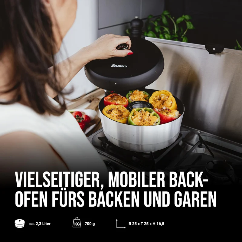 Enders VAMO Mobiler Camping-Backofen mit Thermometer, 2,3 Liter