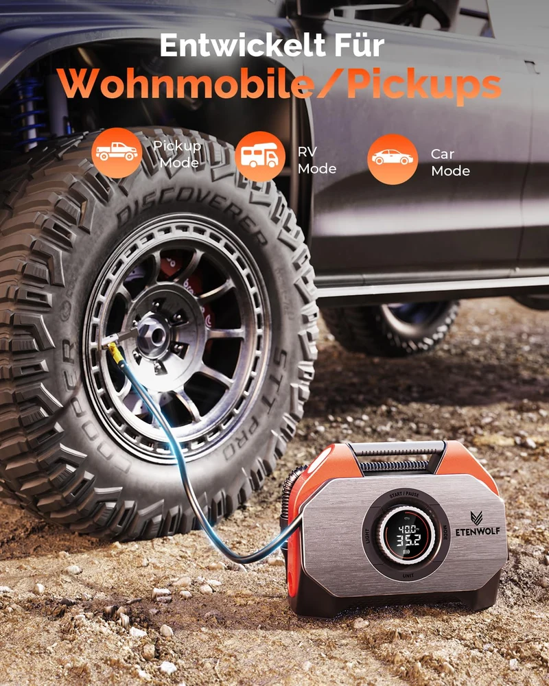 ETENWOLF Vortex S6 Elektrische Luftpumpe Akku 19200 mAh 11 Bar