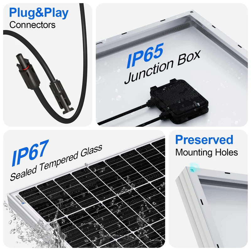 ECO-WORTHY Solarmodul 170W 12V monokristallin für Wohnmobil & Boot