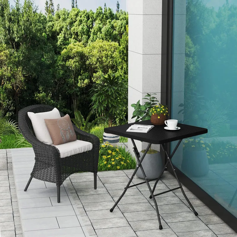 eSituro Klapptisch Gartentisch Balkontisch, Rattanoptik, schwarz