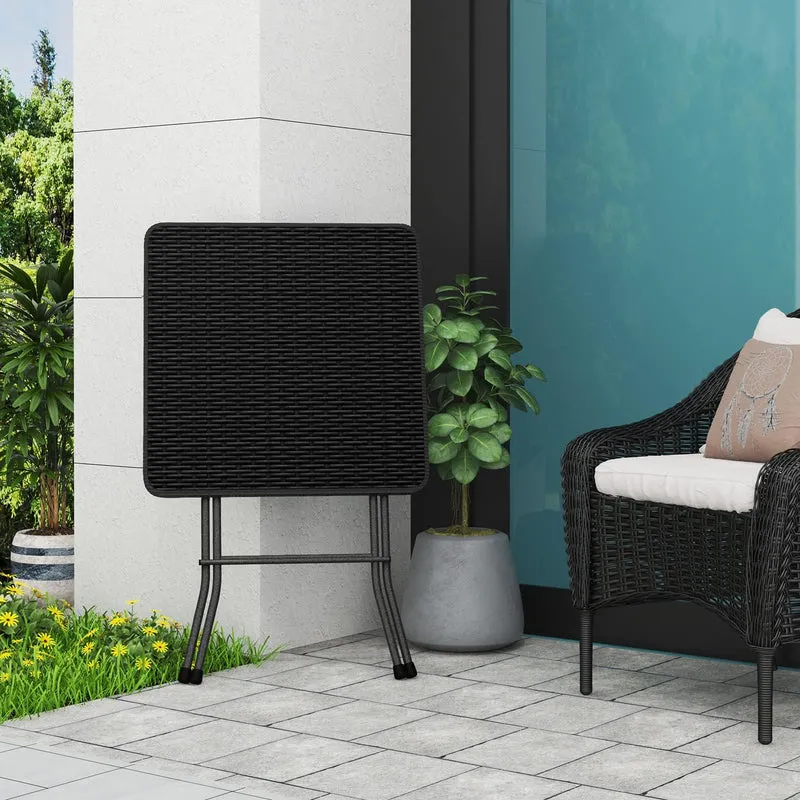 eSituro Klapptisch Gartentisch Balkontisch, Rattanoptik, schwarz