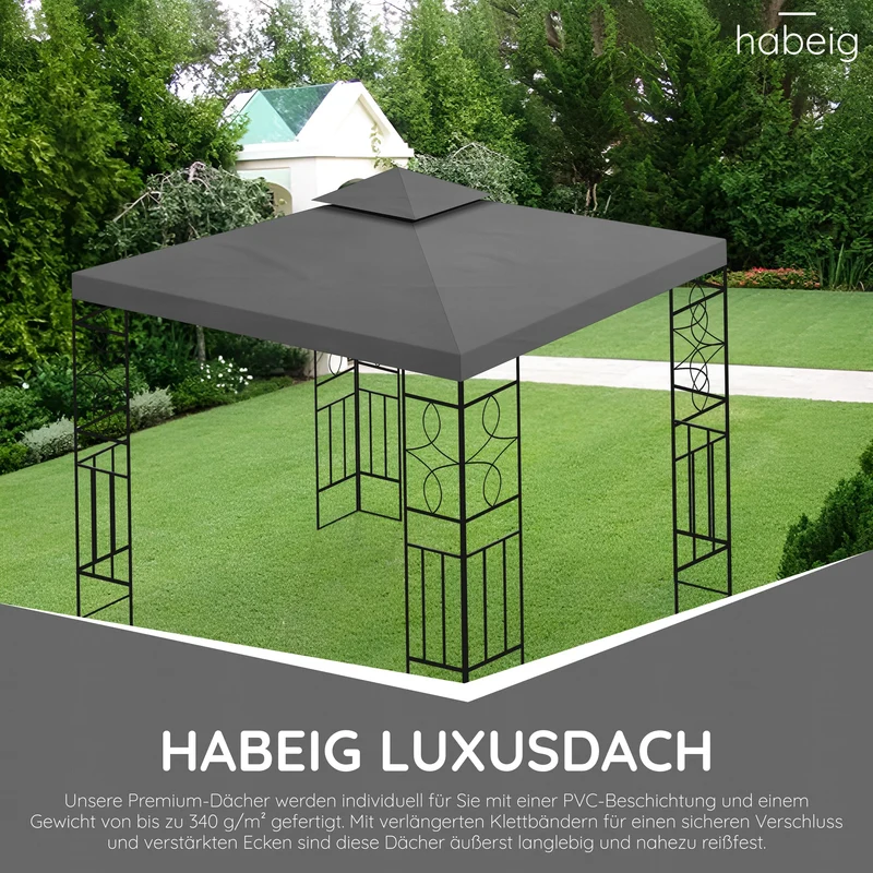 habeig Ersatzdach für Pavillon 3x3 m, PVC-beschichtet, anthrazit