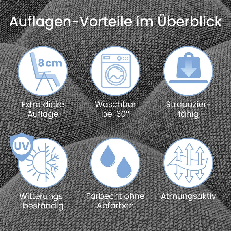 ELONEO Liegestuhl klappbar mit Polster, wetterfest, bis 200 kg