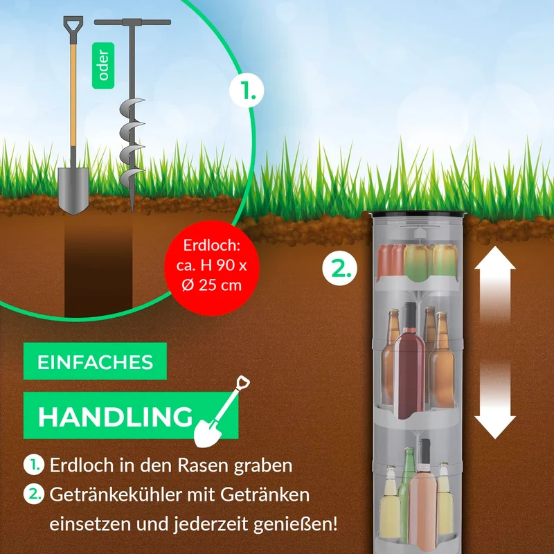 EASYmaxx Flaschenkühler Outdoor für 13 Flaschen, Erdloch-Kühler