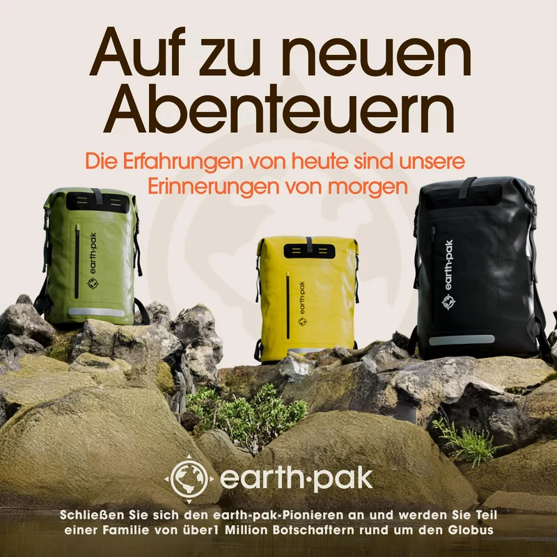 Earth Pak Summit wasserdichter Rucksack 35L Gelb mit Handyhülle