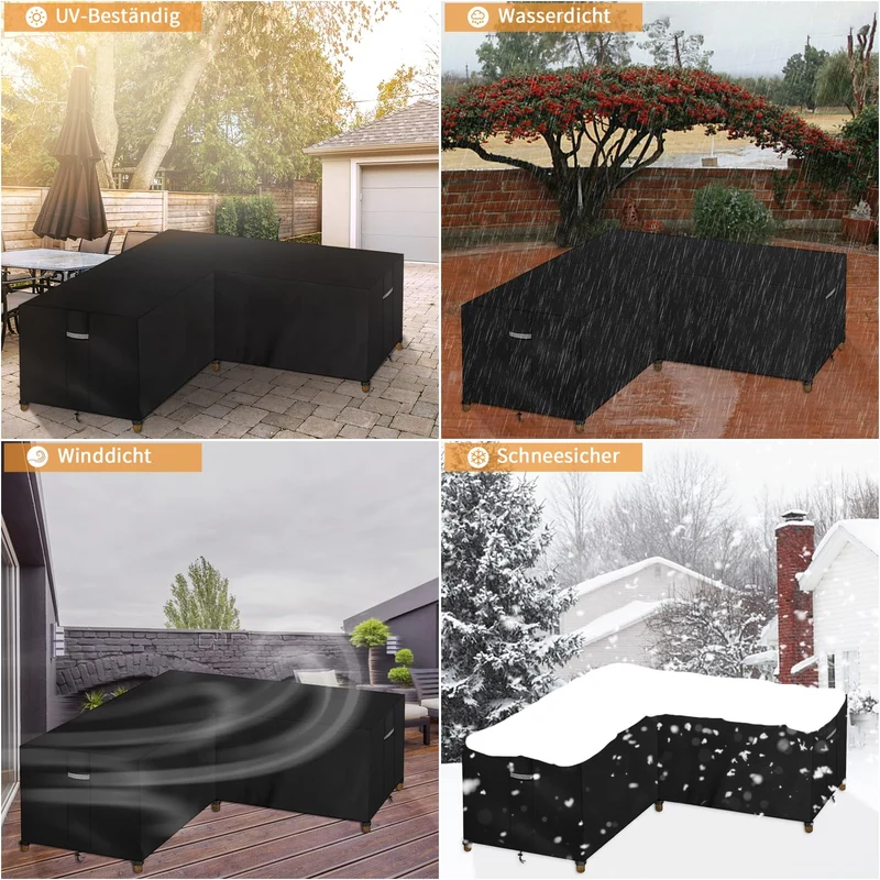 Dokon Gartenmöbel Abdeckung L-Form Ecksofa wasserdicht 250x250x110 cm