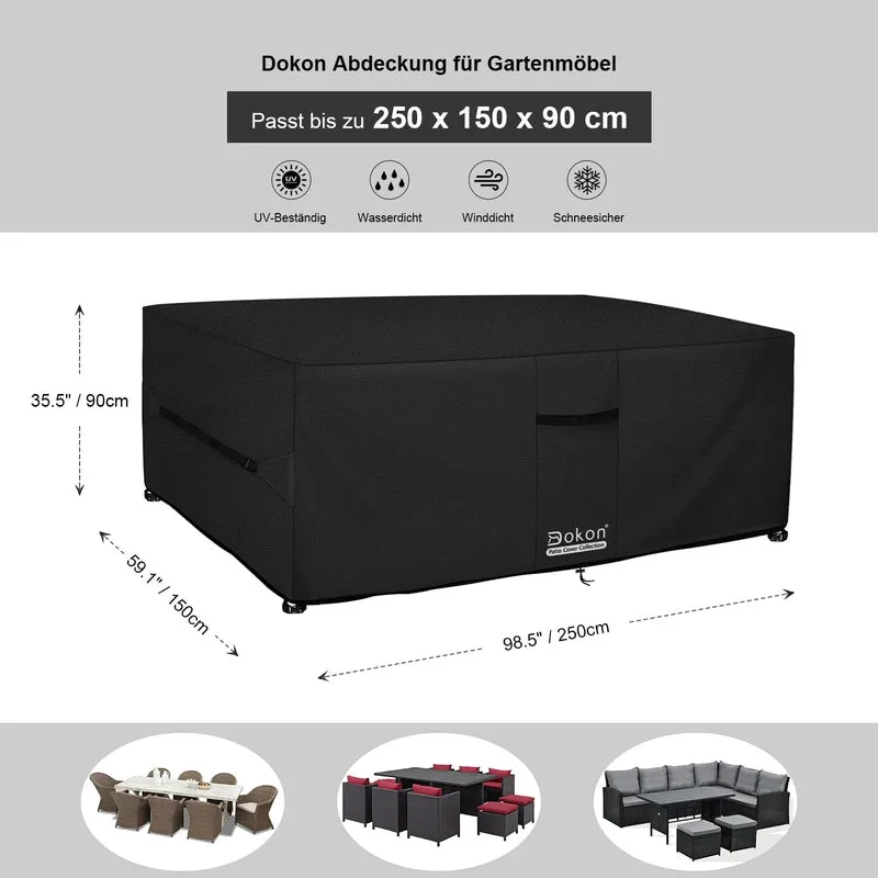Dokon Gartenmöbel Abdeckung 250x150x90 cm, wasserdicht, schwarz