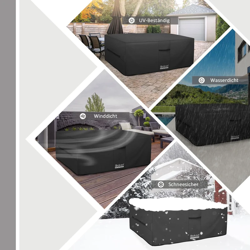 Dokon Gartenmöbel Abdeckung 250x150x90 cm, wasserdicht, schwarz