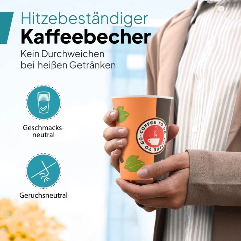 Commerline Einweg-Kaffeebecher To Go aus Pappe, 200 ml, 1000 Stück