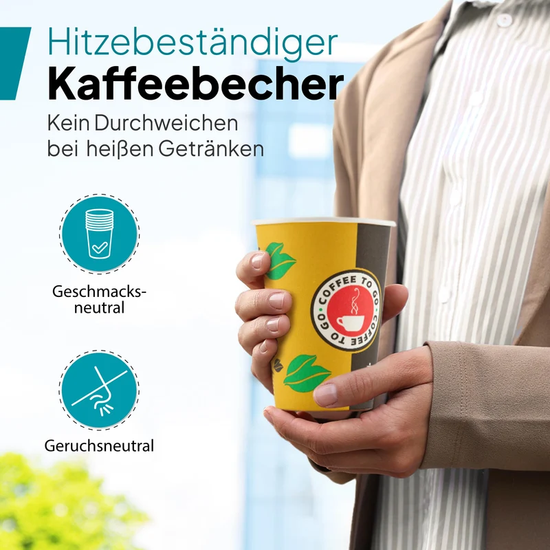 Commerline Kaffeebecher to go 200 ml, Pappbecher Einweg, 1000 Stück