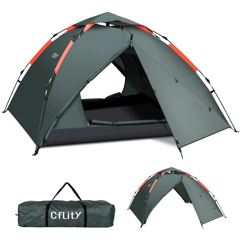 Cflity Campingzelt 3 Personen Pop-Up Wurfzelt wasserdicht