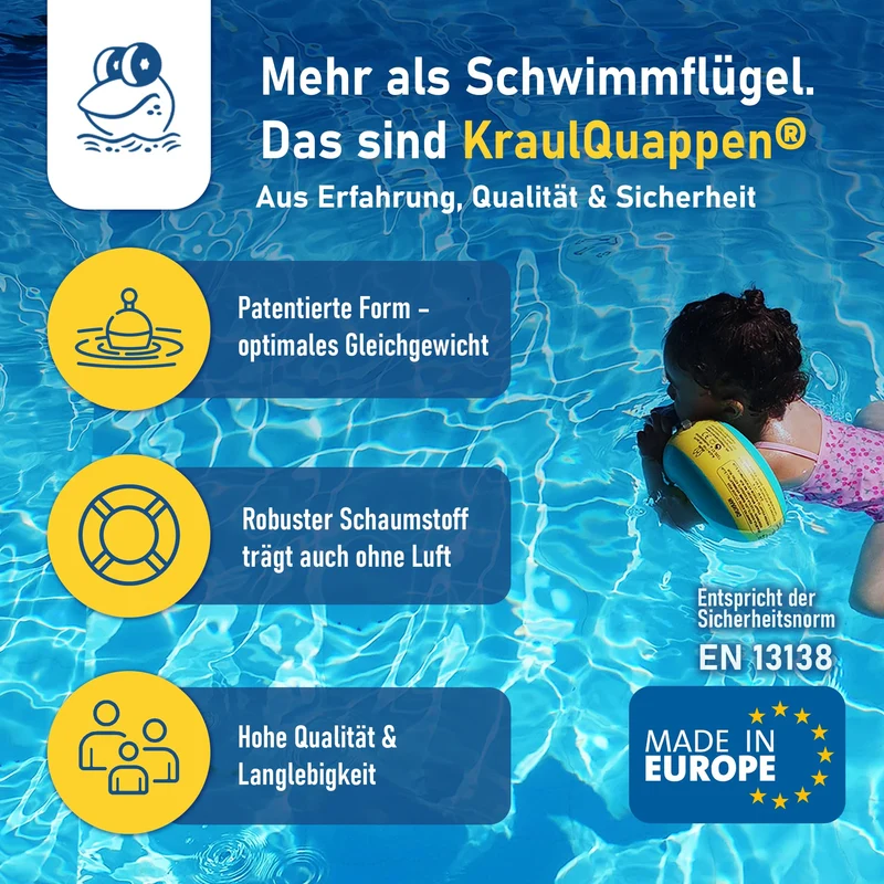 Kraulquappen Schwimmflügel für Babys und Kleinkinder, Gelb-Grün
