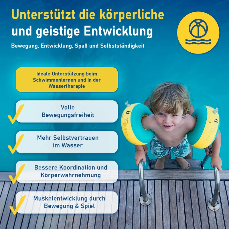 Kraulquappen Schwimmflügel für Babys und Kleinkinder, Gelb-Grün
