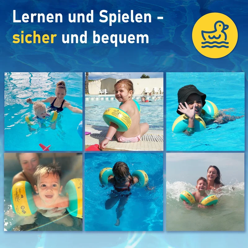 Kraulquappen Schwimmflügel für Babys und Kleinkinder, Gelb-Grün