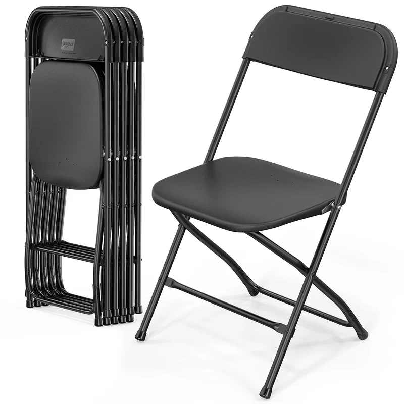 Bonnlo Klappstuhl 6er Set, Gartenstuhl Metall & Kunststoff, schwarz
