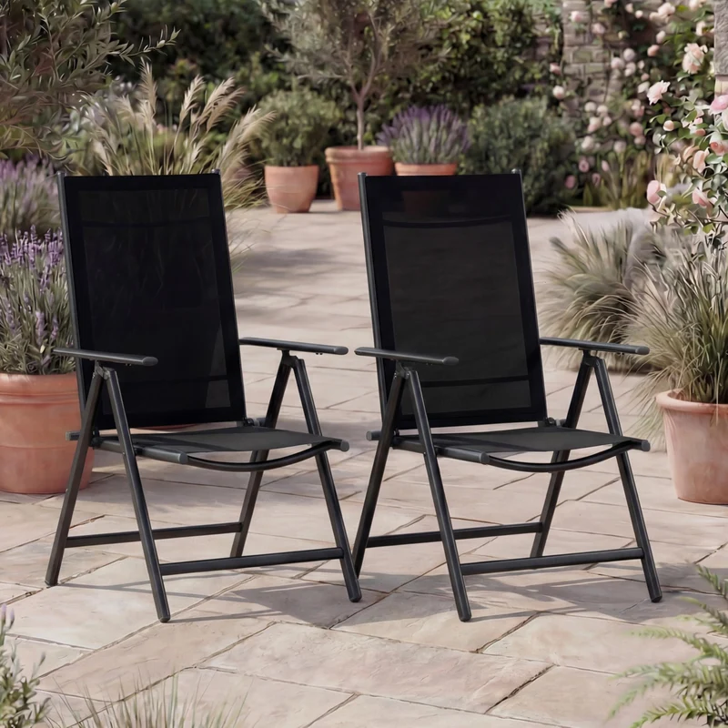 Casaria Gartenstühle Bern 2er Set, klappbarer Hochlehner aus Aluminium