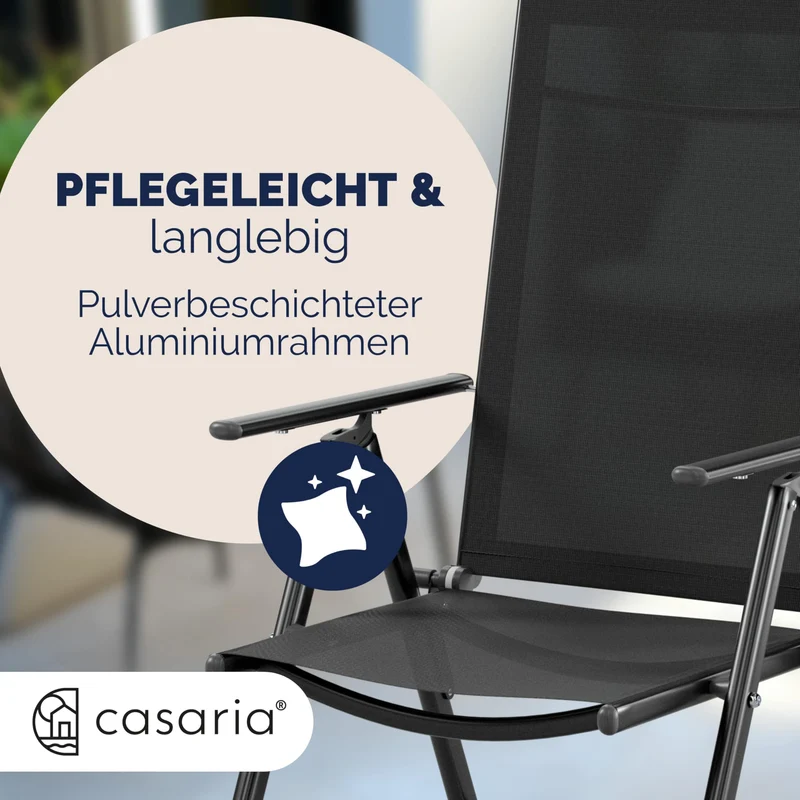 Casaria Gartenstühle Bern 2er Set, klappbarer Hochlehner aus Aluminium
